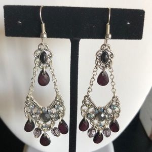 Purple Bead Dangle Earrings